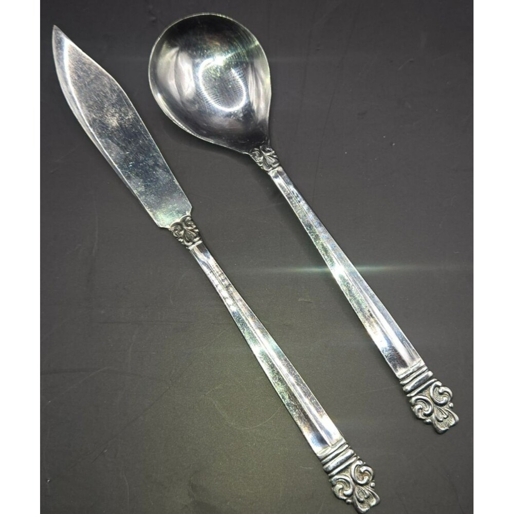 Vintage Ekco Eterna stainless Master Butter Knife Sugar Spoon Crown Tiara